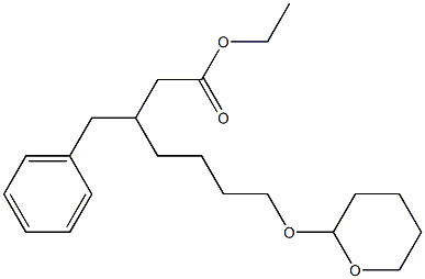 3-Benzyl-7-[(tetrahydro-2H-pyran)-2-yloxy]heptanoic acid ethyl ester 结构式