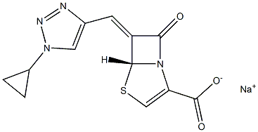 (5R,6Z)-6-[[1-Cyclopropyl-1H-1,2,3-triazol-4-yl]methylene]-7-oxo-4-thia-1-azabicyclo[3.2.0]hept-2-ene-2-carboxylic acid sodium salt 结构式