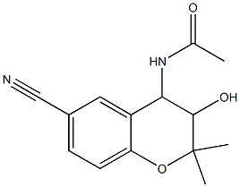 4-Acetylamino-3,4-dihydro-3-hydroxy-2,2-dimethyl-2H-1-benzopyran-6-carbonitrile 结构式