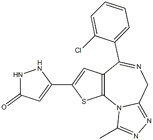 4-(2-Chlorophenyl)-2-[(2,5-dihydro-5-oxo-1H-pyrazol)-3-yl]-9-methyl-6H-thieno[3,2-f][1,2,4]triazolo[4,3-a][1,4]diazepine 结构式