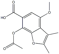 2,3-Dimethyl-7-acetyloxy-4-methoxy-6-benzofurancarboxylic acid 结构式