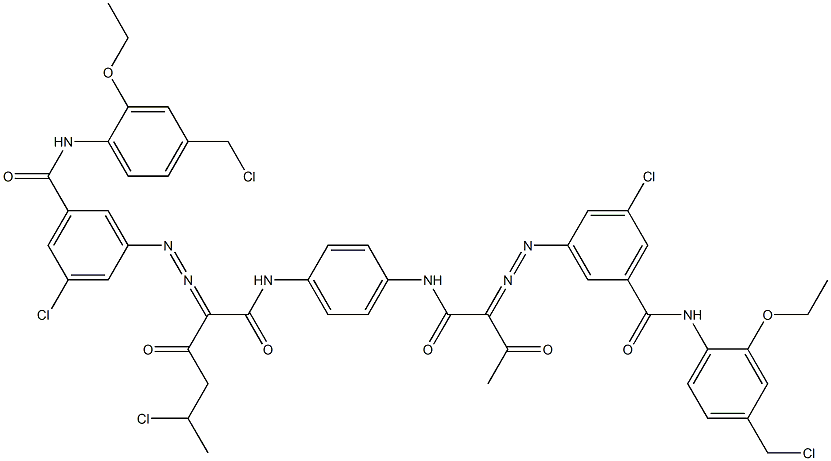 3,3'-[2-(1-Chloroethyl)-1,4-phenylenebis[iminocarbonyl(acetylmethylene)azo]]bis[N-[4-(chloromethyl)-2-ethoxyphenyl]-5-chlorobenzamide] 结构式