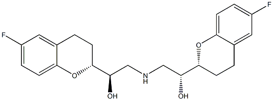 (2R)-6-Fluoro-2-[(R)-2-[[(R)-2-hydroxy-2-[[(R)-6-fluoro-3,4-dihydro-2H-1-benzopyran]-2-yl]ethyl]amino]-1-hydroxyethyl]-3,4-dihydro-2H-1-benzopyran 结构式