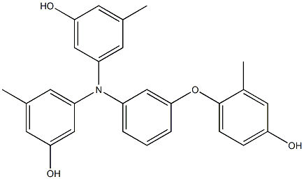 N,N-Bis(3-hydroxy-5-methylphenyl)-3-(4-hydroxy-2-methylphenoxy)benzenamine 结构式