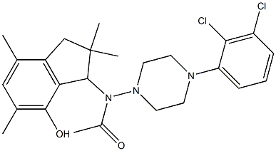 2,3-Dihydro-3-[[4-(2,3-dichlorophenyl)-1-piperazinyl]acetylamino]-2,2,5,7-tetramethyl-1H-inden-4-ol 结构式