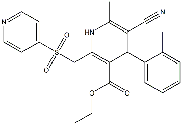 5-Cyano-1,4-dihydro-6-methyl-2-[(4-pyridinylsulfonyl)methyl]-4-(2-methylphenyl)pyridine-3-carboxylic acid ethyl ester 结构式