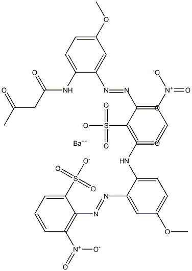 Bis[2-[2-(1,3-dioxobutylamino)-5-methoxyphenylazo]-3-nitrobenzenesulfonic acid]barium salt 结构式