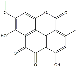 1,8-Dihydroxy-2-methoxy-6-methyl-5H-phenanthro[4,5-bcd]pyran-5,9,10-trione 结构式