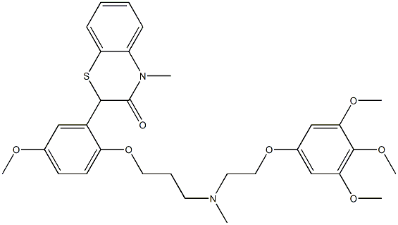 2-[2-[3-[N-[2-(3,4,5-Trimethoxyphenoxy)ethyl]methylamino]propyloxy]-5-methoxyphenyl]-4-methyl-4H-1,4-benzothiazin-3(2H)-one 结构式