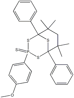 7-(4-Methoxyphenyl)-2,2,4,4-tetramethyl-1,5-diphenyl-7-phospha-6,8,9-trithiabicyclo[3.3.1]nonane7-sulfide 结构式