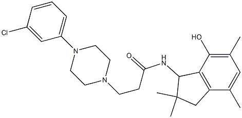 3-[3-[4-(3-Chlorophenyl)-1-piperazinyl]propanoylamino]-2,3-dihydro-2,2,5,7-tetramethyl-1H-inden-4-ol 结构式