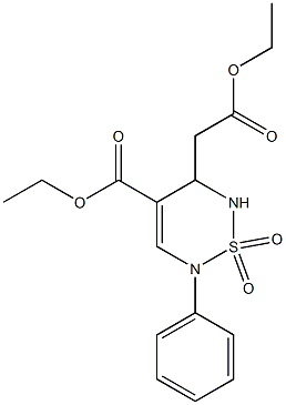 (2-Phenyl-4-ethoxycarbonyl-5,6-dihydro-2H-1,2,6-thiadiazine 1,1-dioxide)-5-ylacetic acid ethyl ester 结构式