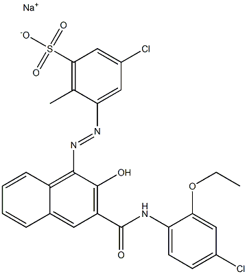 3-Chloro-6-methyl-5-[[3-[[(4-chloro-2-ethoxyphenyl)amino]carbonyl]-2-hydroxy-1-naphtyl]azo]benzenesulfonic acid sodium salt 结构式