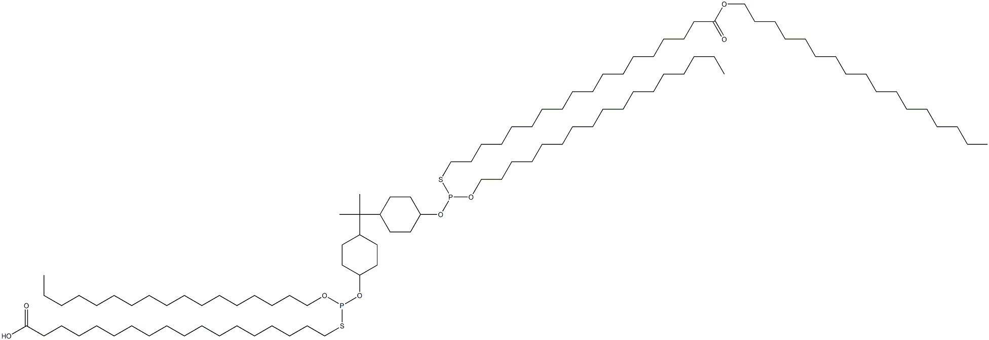 18,18'-[[Isopropylidenebis(4,1-cyclohexanediyloxy)]bis[(heptadecyloxy)phosphinediylthio]]bis(octadecanoic acid heptadecyl) ester 结构式