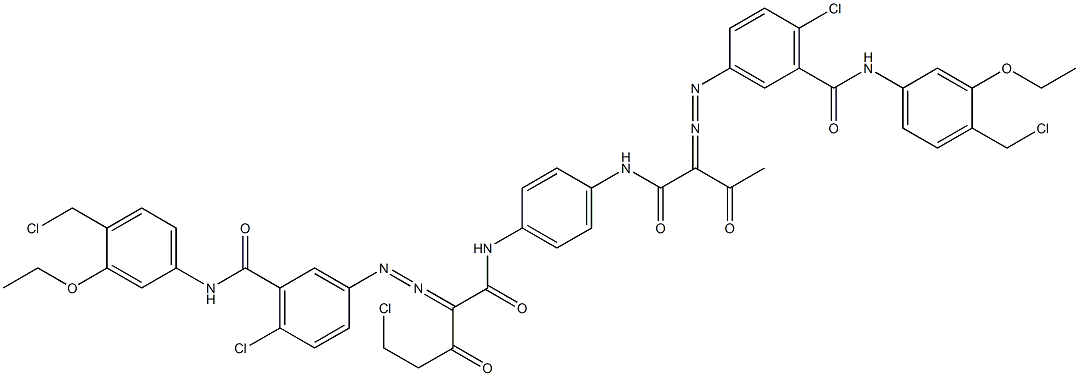 3,3'-[2-(Chloromethyl)-1,4-phenylenebis[iminocarbonyl(acetylmethylene)azo]]bis[N-[4-(chloromethyl)-3-ethoxyphenyl]-6-chlorobenzamide] 结构式