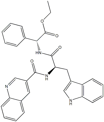 (R)-2-[(R)-3-(1H-Indol-3-yl)-2-(3-quinolinylcarbonylamino)propanoylamino]-2-phenylacetic acid ethyl ester 结构式