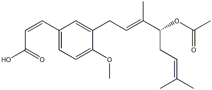 3-[(2E,4R)-3,7-Dimethyl-4-acetoxy-2,6-octadien-1-yl]-4-methoxy-cis-cinnamic acid 结构式