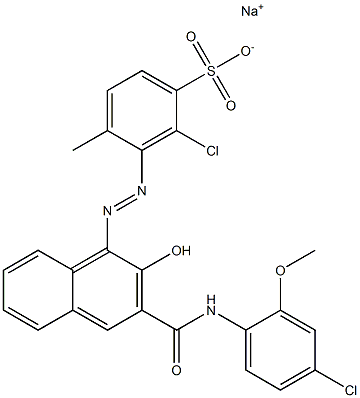 2-Chloro-4-methyl-3-[[3-[[(4-chloro-2-methoxyphenyl)amino]carbonyl]-2-hydroxy-1-naphtyl]azo]benzenesulfonic acid sodium salt 结构式