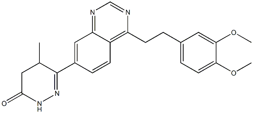 4,5-Dihydro-5-methyl-6-[4-(3,4-dimethoxyphenethyl)quinazolin-7-yl]pyridazin-3(2H)-one 结构式