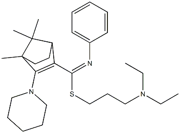 4,7,7-Trimethyl-3-piperidino-N-phenylbicyclo[2.2.1]hept-2-ene-2-carbimidothioic acid [3-(diethylamino)propyl] ester 结构式