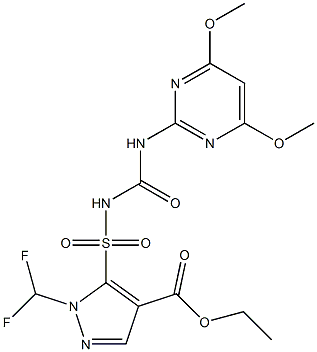 1-Difluoromethyl-5-[3-(4,6-dimethoxy-2-pyrimidinyl)ureidosulfonyl]-1H-pyrazole-4-carboxylic acid ethyl ester 结构式