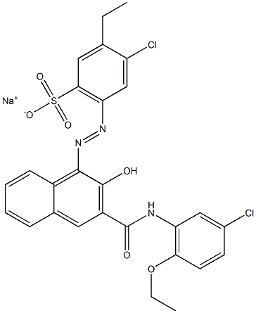 4-Chloro-3-ethyl-6-[[3-[[(3-chloro-6-ethoxyphenyl)amino]carbonyl]-2-hydroxy-1-naphtyl]azo]benzenesulfonic acid sodium salt 结构式