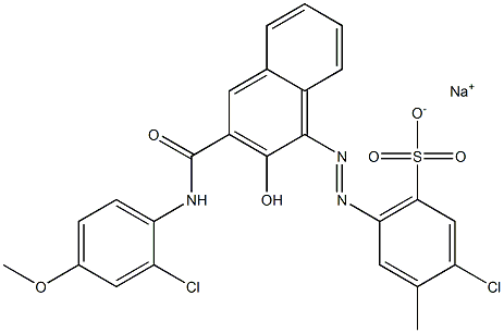 3-Chloro-4-methyl-6-[[3-[[(2-chloro-4-methoxyphenyl)amino]carbonyl]-2-hydroxy-1-naphtyl]azo]benzenesulfonic acid sodium salt 结构式