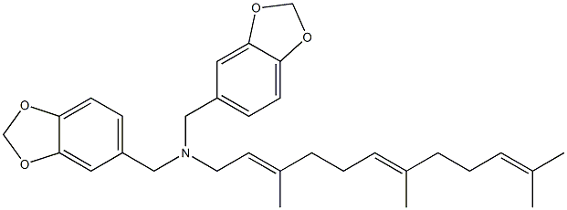 N,N-Bis(1,3-benzodioxol-5-ylmethyl)-3,7,11-trimethyl-2,6,10-dodecatrien-1-amine 结构式