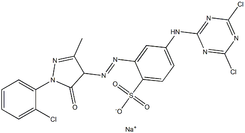 4-(4,6-Dichloro-1,3,5-triazin-2-ylamino)-2-[1-(o-chlorophenyl)-4,5-dihydro-5-oxo-3-methyl-1H-pyrazol-4-ylazo]benzenesulfonic acid sodium salt 结构式