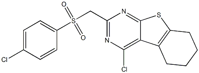 4-Chloro-5,6,7,8-tetrahydro-2-(4-chlorophenylsulfonylmethyl)[1]benzothieno[2,3-d]pyrimidine 结构式