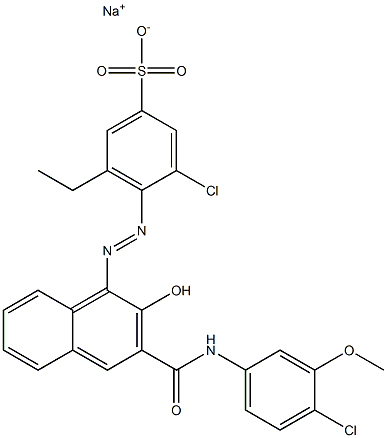 3-Chloro-5-ethyl-4-[[3-[[(4-chloro-3-methoxyphenyl)amino]carbonyl]-2-hydroxy-1-naphtyl]azo]benzenesulfonic acid sodium salt 结构式