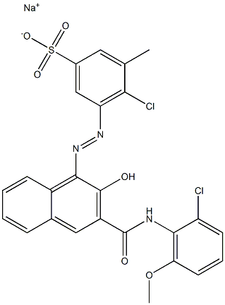 4-Chloro-3-methyl-5-[[3-[[(2-chloro-6-methoxyphenyl)amino]carbonyl]-2-hydroxy-1-naphtyl]azo]benzenesulfonic acid sodium salt 结构式