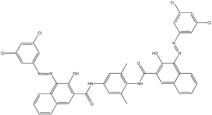 N,N'-(2,6-Dimethyl-1,4-phenylene)bis[4-[(3,5-dichlorophenyl)azo]-3-hydroxy-2-naphthalenecarboxamide] 结构式