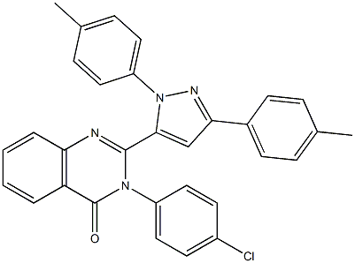 3-(4-Chlorophenyl)-2-[3-(4-methylphenyl)-1-(4-methylphenyl)-1H-pyrazol-5-yl]quinazolin-4(3H)-one 结构式