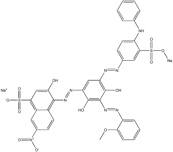 1-[5-[4-Anilino-3-(sodiooxysulfonyl)phenylazo]-2,4-dihydroxy-3-(2-methoxyphenylazo)phenylazo]-2-hydroxy-6-nitro-4-naphthalenesulfonic acid sodium salt 结构式