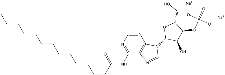 N-Myristoyladenosine-3'-phosphoric acid disodium salt 结构式