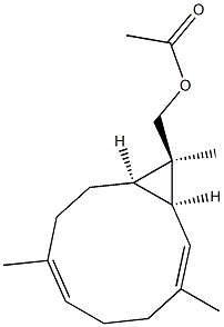 (1S,2E,6E,10R,11R)-3,7,11-Trimethylbicyclo[8.1.0]undeca-2,6-diene-11-methanol acetate 结构式