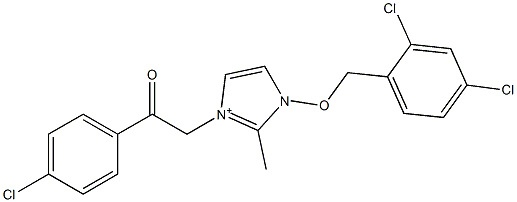 1-(2,4-Dichlorobenzyloxy)-2-methyl-3-(4-chlorophenylcarbonylmethyl)-1H-imidazol-3-ium 结构式