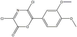 3,5-Dichloro-6-(3,4-dimethoxyphenyl)-2H-1,4-oxazin-2-one 结构式