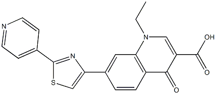 1,4-Dihydro-1-ethyl-4-oxo-7-[2-(4-pyridyl)thiazol-4-yl]quinoline-3-carboxylic acid 结构式