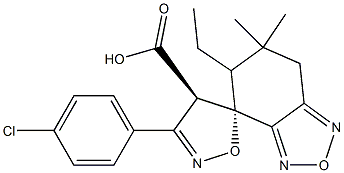 (4R,5S)-6',7'-Dihydro-6',6'-dimethyl-3-(4-chlorophenyl)spiro[isoxazole-5(4H),4'(5'H)-[2,1,3]benzoxadiazole]-4-carboxylic acid ethyl ester 结构式