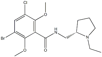 3-Bromo-5-chloro-N-[[(2S)-1-ethyl-2-pyrrolidinyl]methyl]-2,6-dimethoxybenzamide 结构式