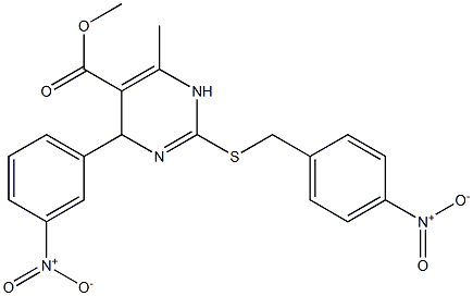 1,4-Dihydro-2-(4-nitrobenzylthio)-4-(3-nitrophenyl)-6-methylpyrimidine-5-carboxylic acid methyl ester 结构式