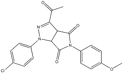 1,3a,4,5,6,6a-Hexahydro-3-acetyl-4,6-dioxo-5-(4-methoxyphenyl)-1-(4-chlorophenyl)pyrrolo[3,4-c]pyrazole 结构式