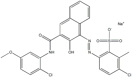 3-Chloro-2-methyl-6-[[3-[[(2-chloro-5-methoxyphenyl)amino]carbonyl]-2-hydroxy-1-naphtyl]azo]benzenesulfonic acid sodium salt 结构式