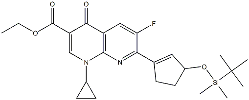 1,4-Dihydro-6-fluoro-7-[3-[dimethyl(tert-butyl)silyloxy]-1-cyclopenten-1-yl]-4-oxo-1-cyclopropyl-1,8-naphthyridine-3-carboxylic acid ethyl ester 结构式