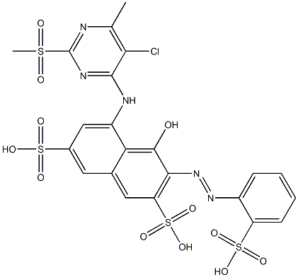 5-[[5-Chloro-6-methyl-2-(methylsulfonyl)-4-pyrimidinyl]amino]-4-hydroxy-3-[(2-sulfophenyl)azo]-2,7-naphthalenedisulfonic acid 结构式