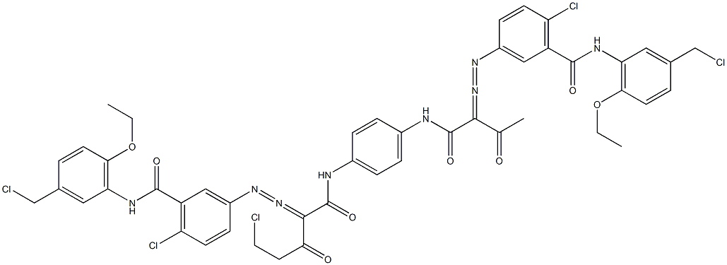 3,3'-[2-(Chloromethyl)-1,4-phenylenebis[iminocarbonyl(acetylmethylene)azo]]bis[N-[3-(chloromethyl)-6-ethoxyphenyl]-6-chlorobenzamide] 结构式