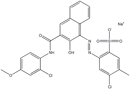 4-Chloro-3-methyl-6-[[3-[[(2-chloro-4-methoxyphenyl)amino]carbonyl]-2-hydroxy-1-naphtyl]azo]benzenesulfonic acid sodium salt 结构式