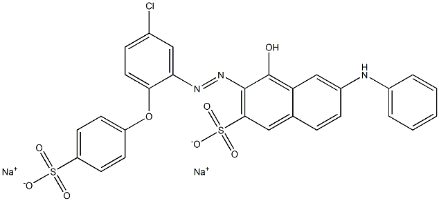 3-[[5-Chloro-2-[(4-sulfophenyl)oxy]phenyl]azo]-4-hydroxy-6-(phenylamino)-2-naphthalenesulfonic acid disodium salt 结构式